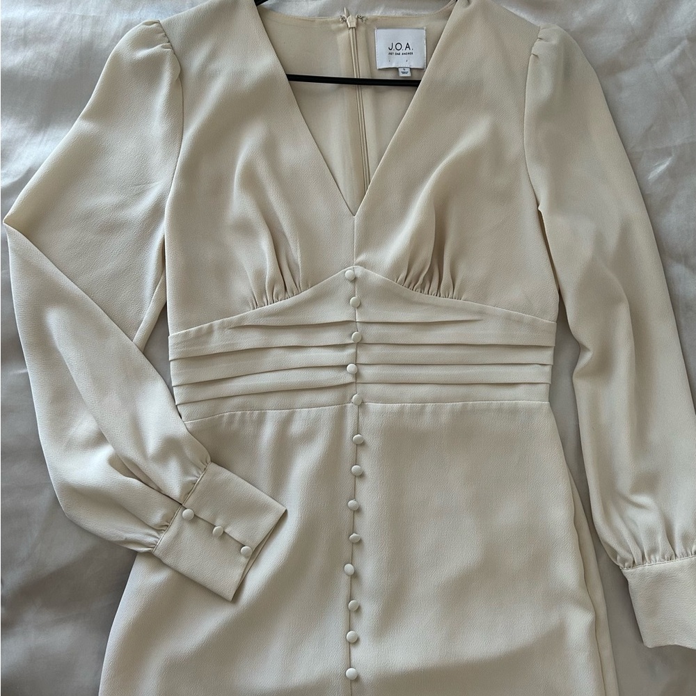 J.O.A. Cream Long Sleeve Dress